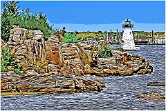 Palmer Island Light in Massachusetts - Digital Painting